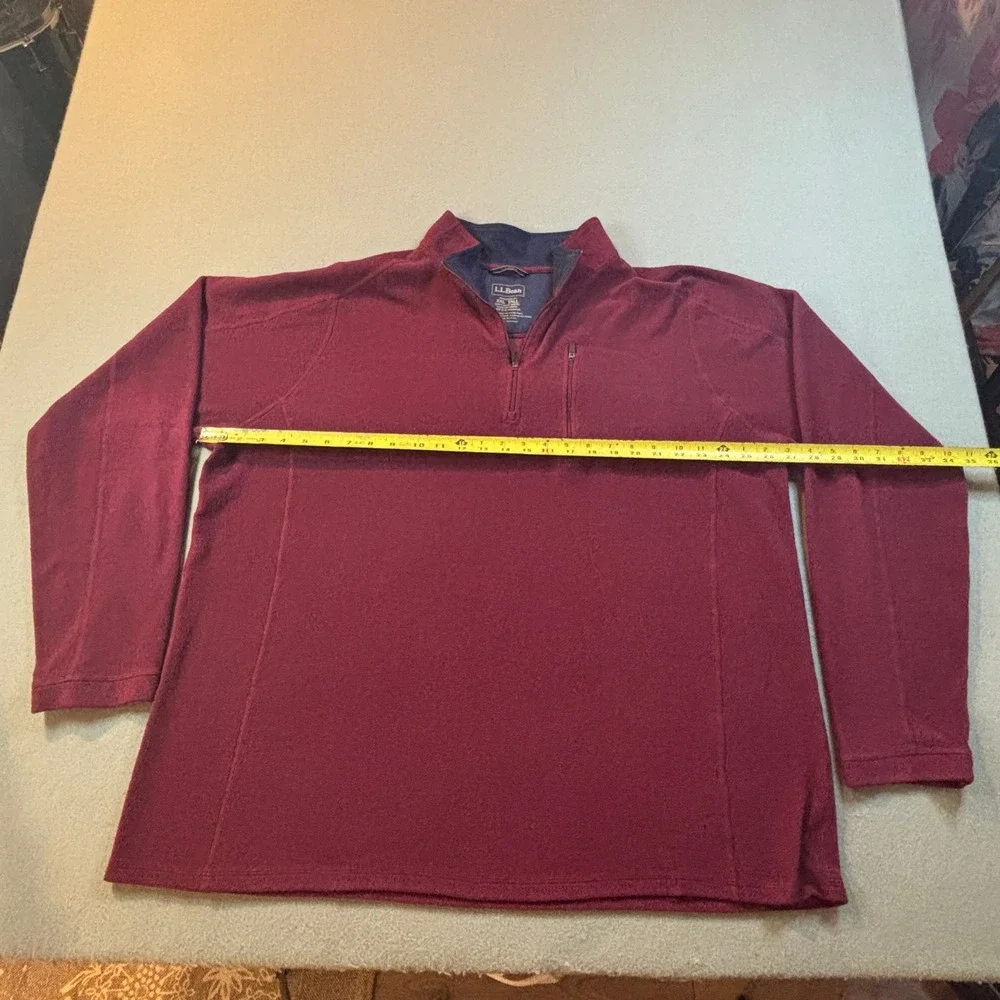 LL Bean 1/4 Quarter Zip Fleece Pullover Mens XXL TALL Burgundy Red Outdoor